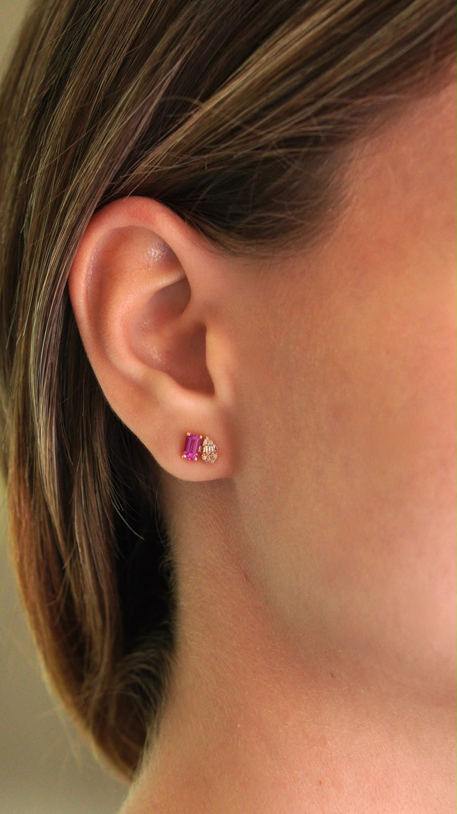 Aretes Toi et Moi Zafiro Rosa
