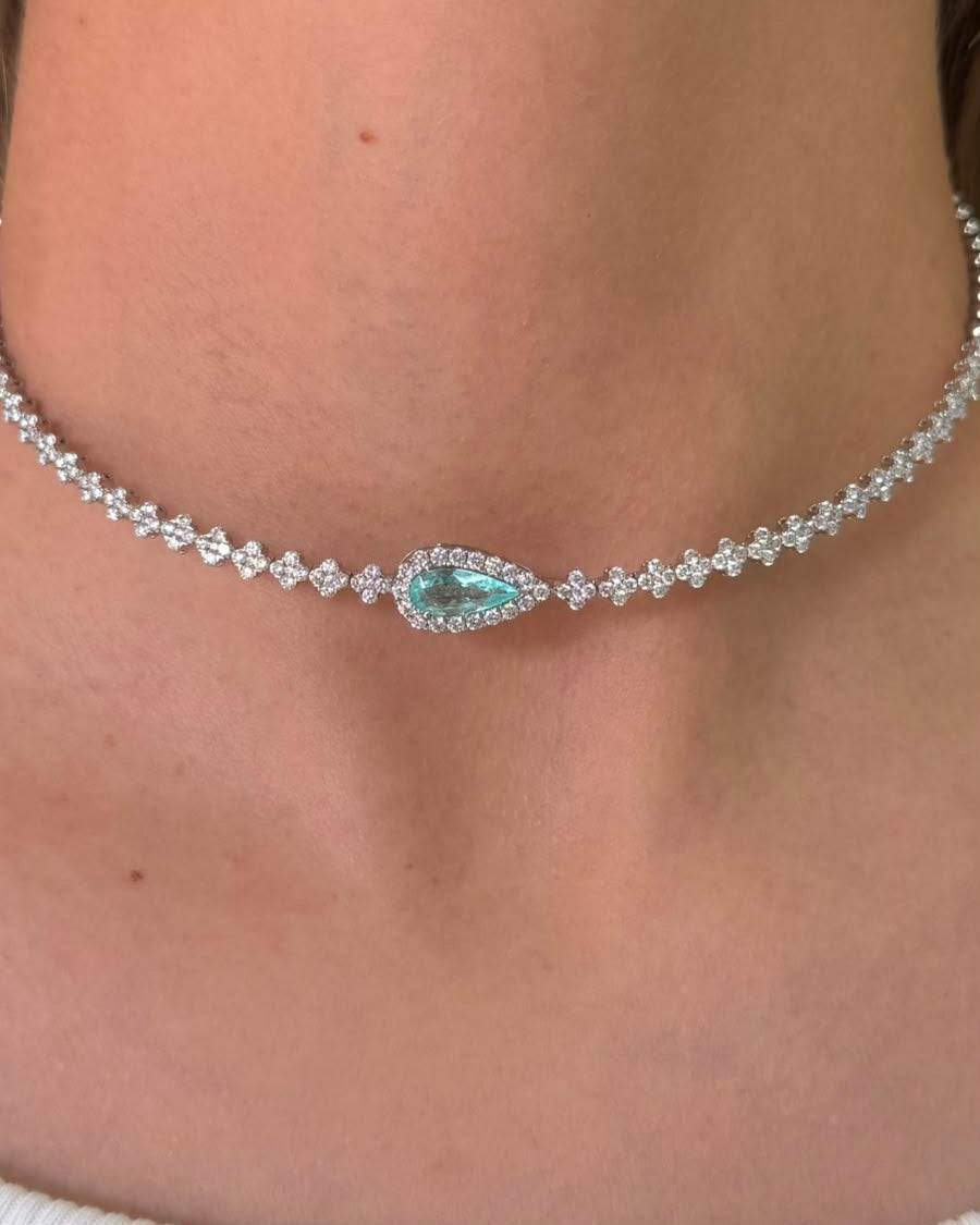 Choker con Turmalina Paraiba & Diamantes