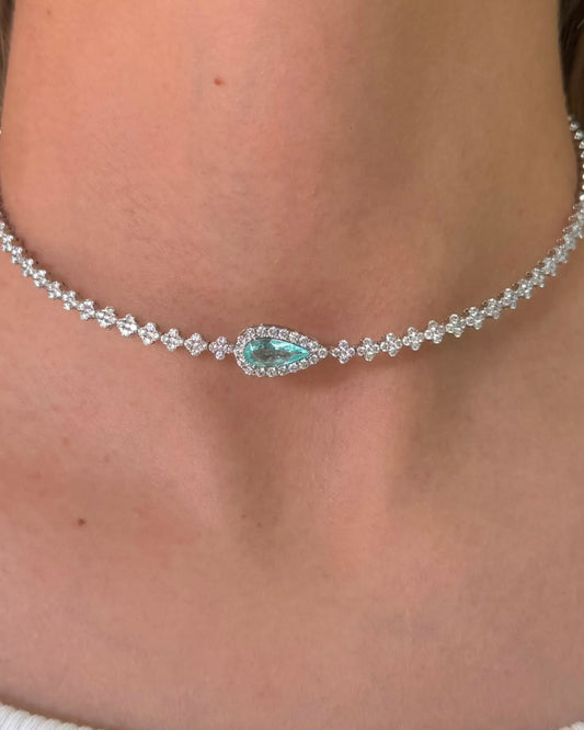 Choker con Turmalina Paraiba & Diamantes