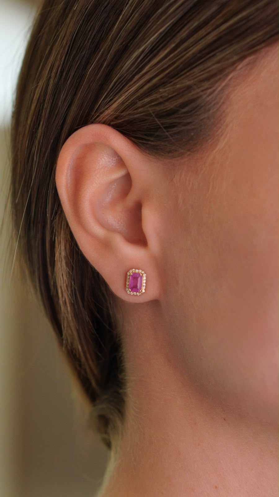Aretes Zafiro Rosa & Diamantes
