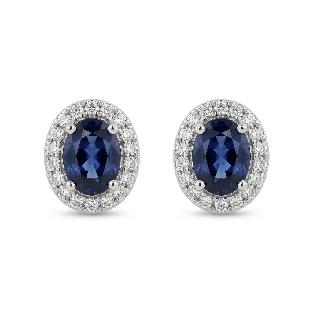 Zafiro Oval & Diamantes