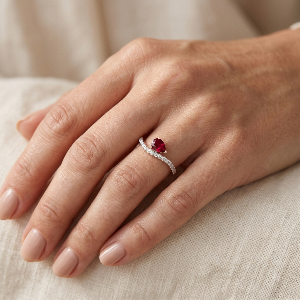 Anillo Wavy con Rubí