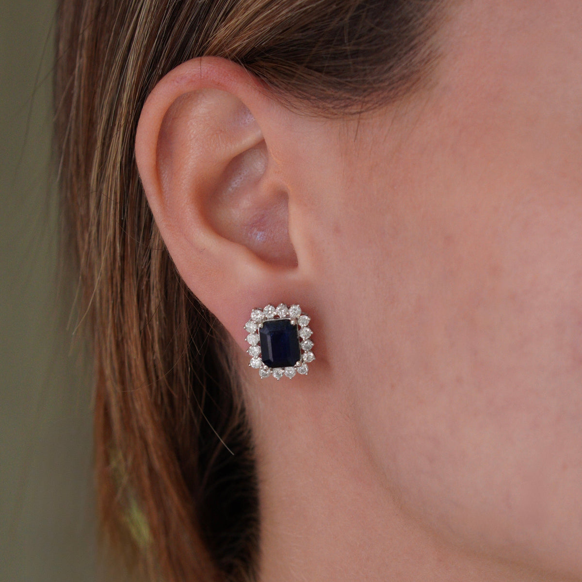 Aretes Zafiro flor con Diamantes