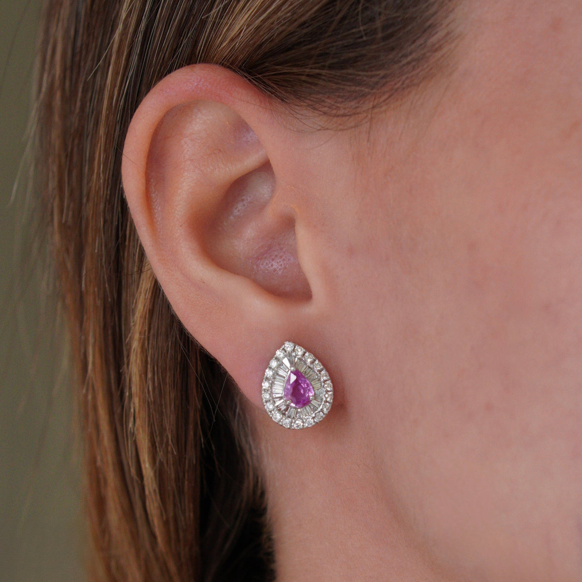 Zafiro Rosa gota & Diamantes