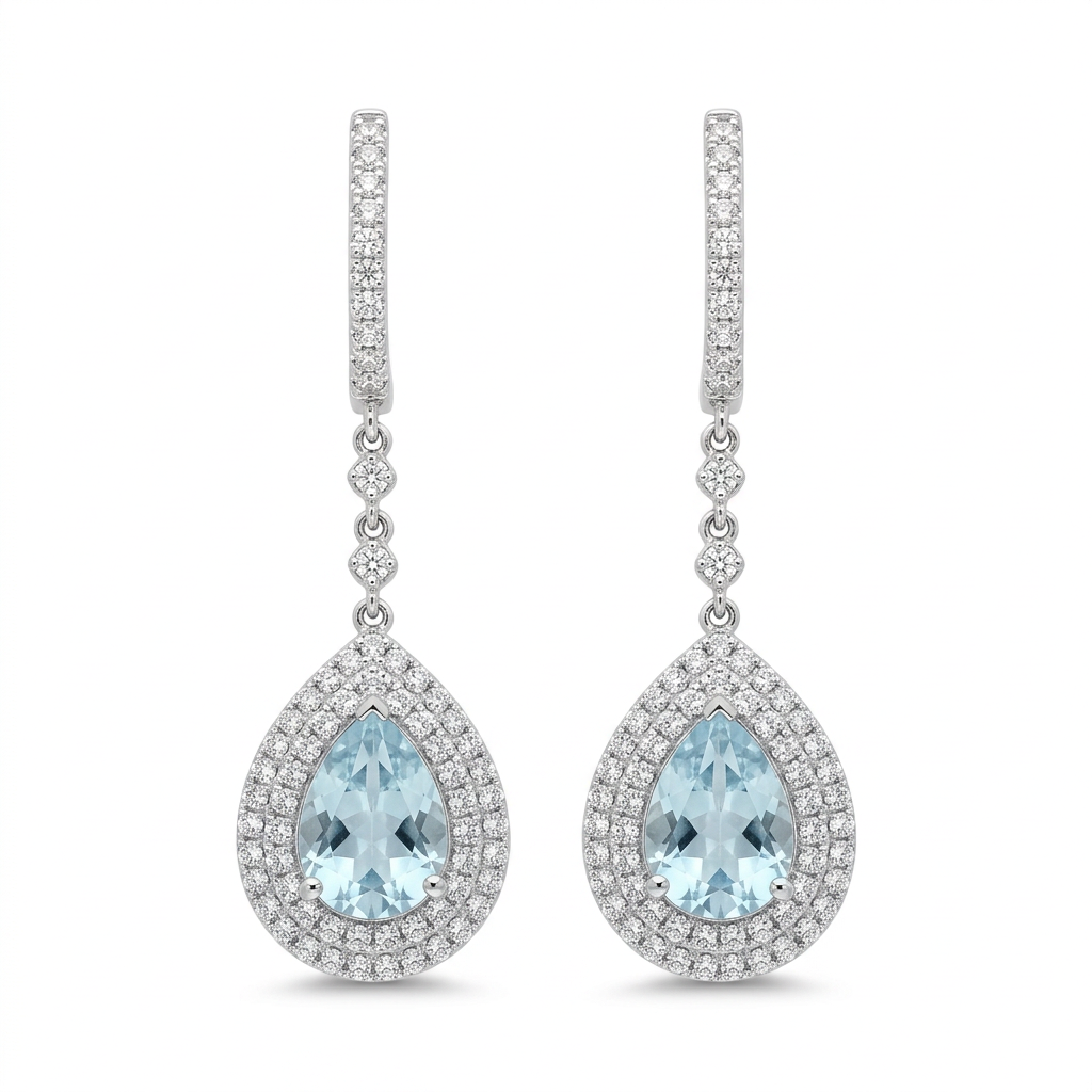 Aretes Aguamarina & Diamantes