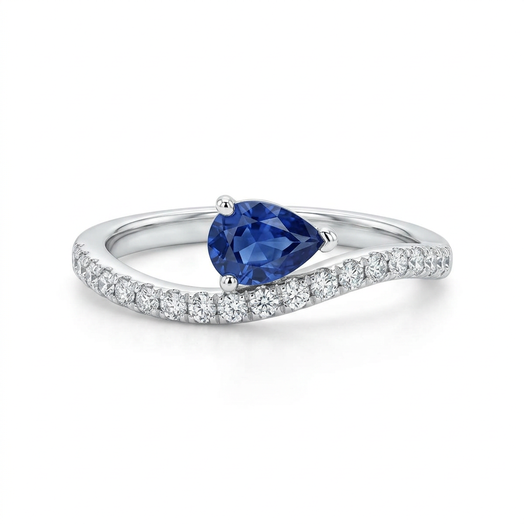 Anillo Wavy con Zafiro