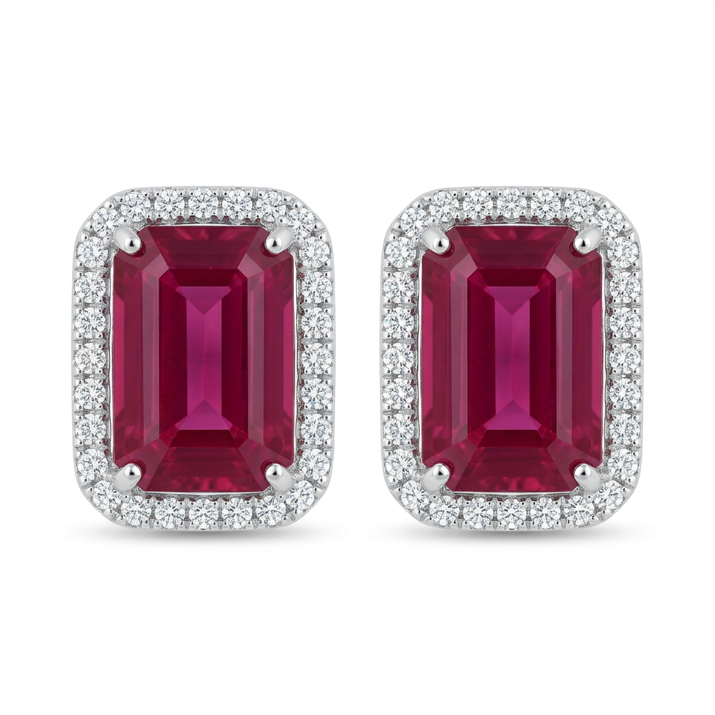 Aretes Rubí con Diamantes