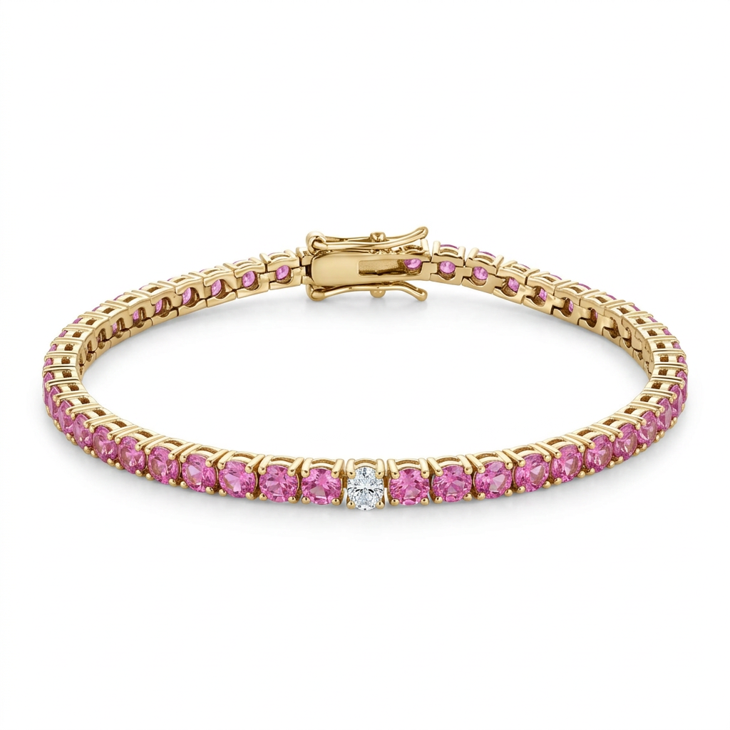 Brazalete Zafiros Rosas & Diamantes