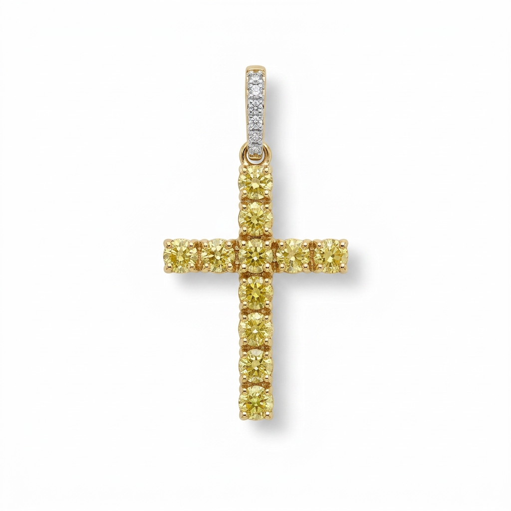 Dije Cruz de Diamante Amarillo