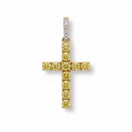 Dije Cruz de Diamante Amarillo