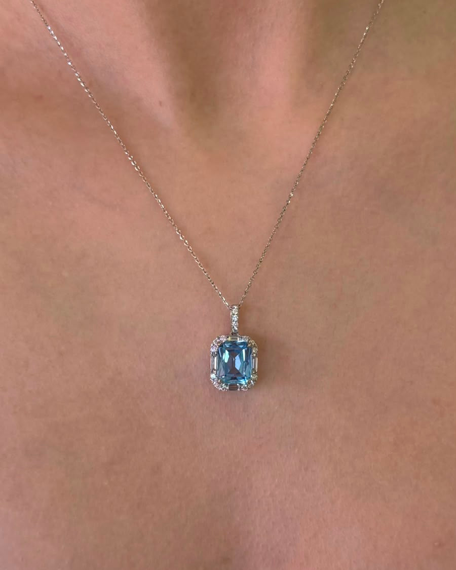 Gargantilla Aguamarina & Diamantes