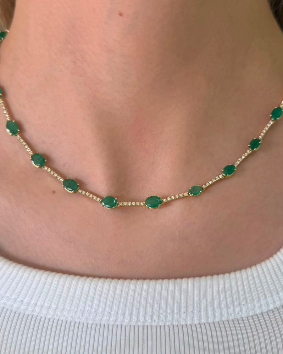 Gargantilla con Esmeraldas Oval & Diamantes