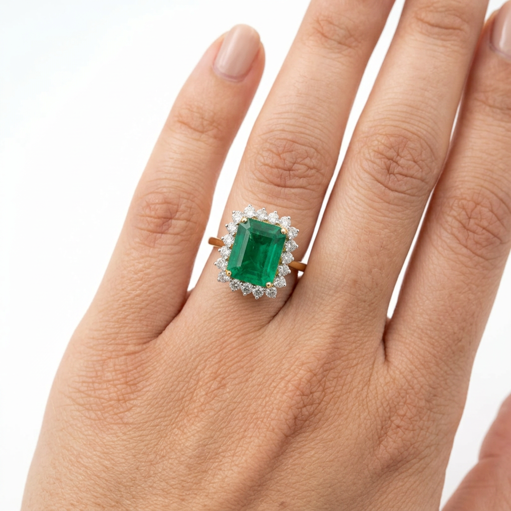 Anillo Esmeralda con Diamantes