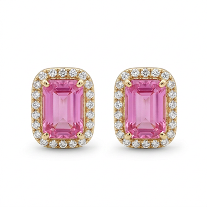 Aretes Zafiro Rosa & Diamantes