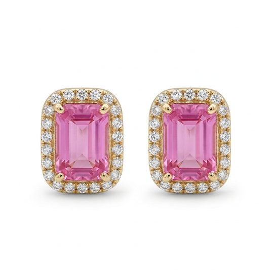Aretes Zafiro Rosa & Diamantes