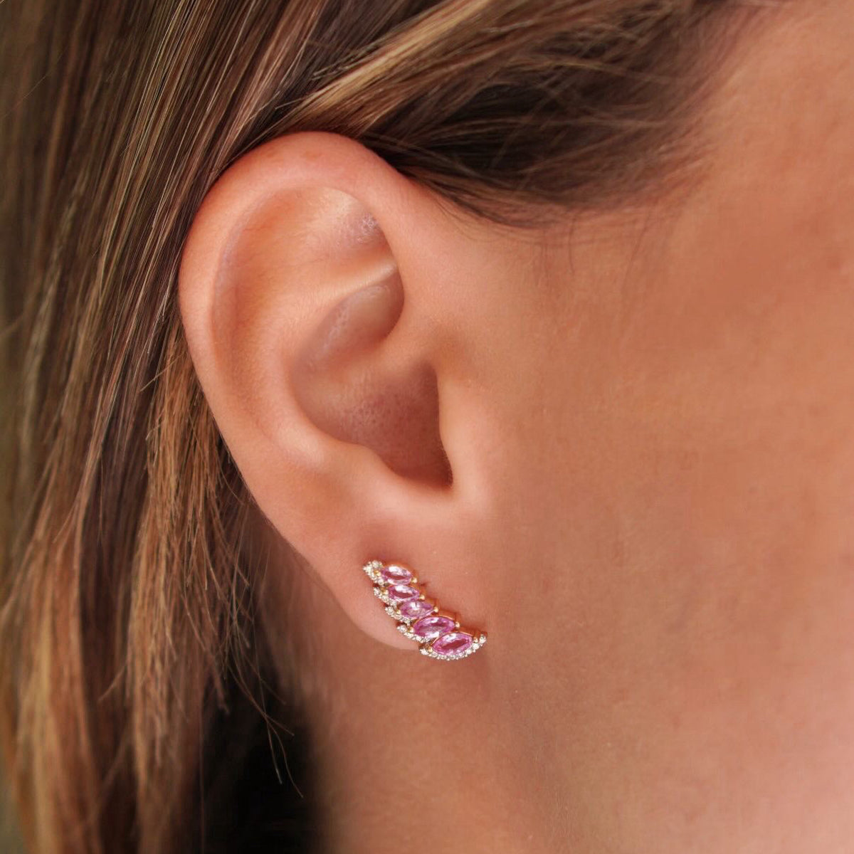 Aretes Alas Zafiro Rosa