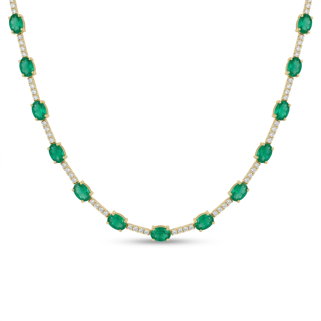 Gargantilla con Esmeraldas Oval & Diamantes
