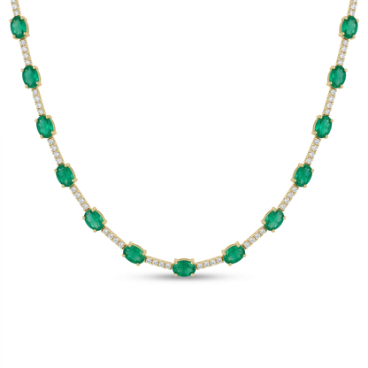Gargantilla con Esmeraldas Oval & Diamantes