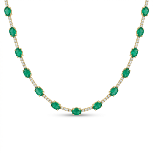 Gargantilla con Esmeraldas Oval & Diamantes