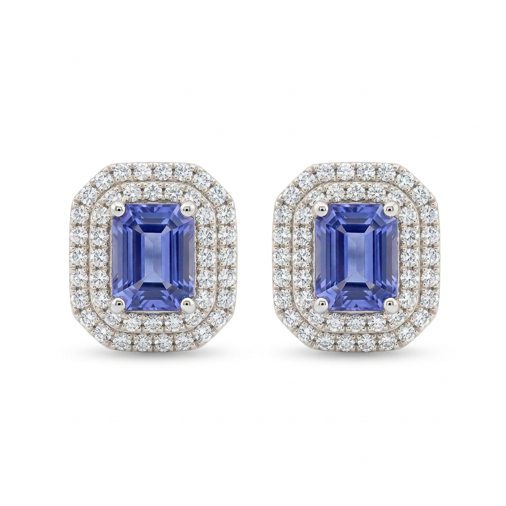 Aretes Zafiro Cuadrado