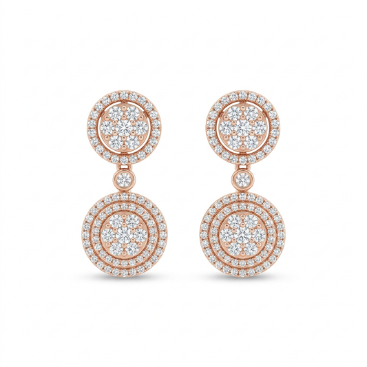 Aretes Doble Circulo de Diamantes