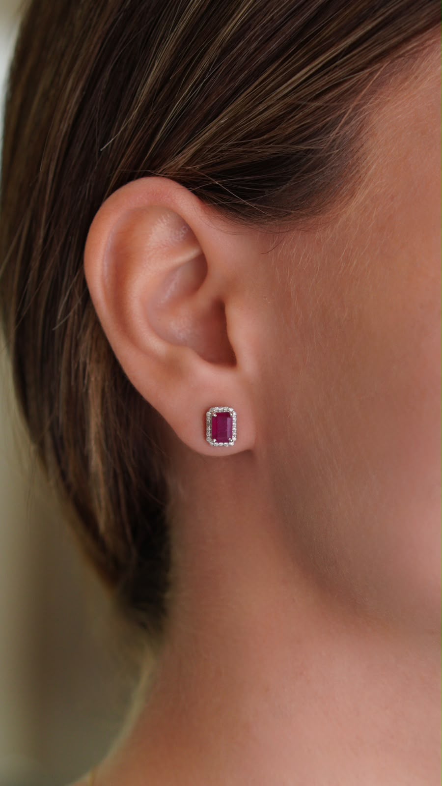 Aretes Rubí con Diamantes