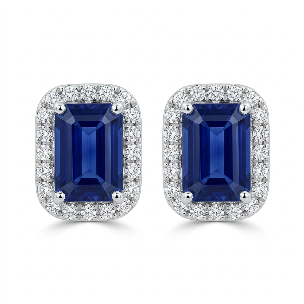 Aretes Zafiro y Diamantes