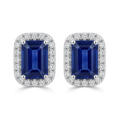 Aretes Zafiro y Diamantes