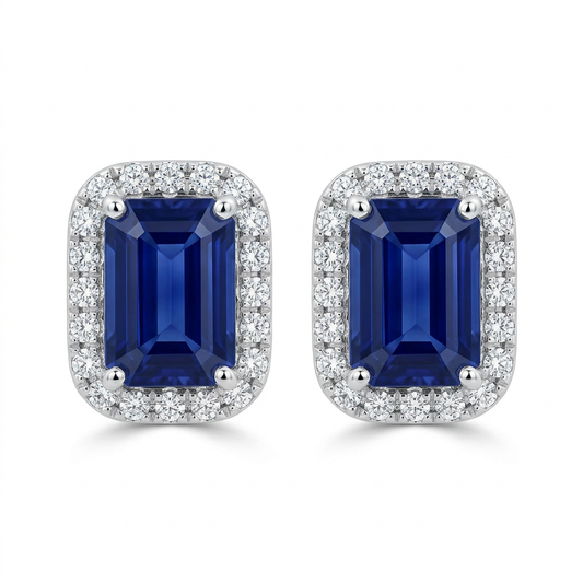 Aretes Zafiro y Diamantes