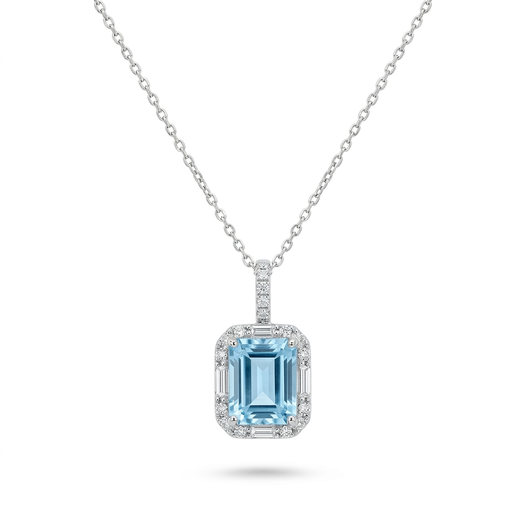 Gargantilla Aguamarina & Diamantes