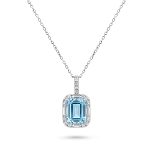 Gargantilla Aguamarina & Diamantes
