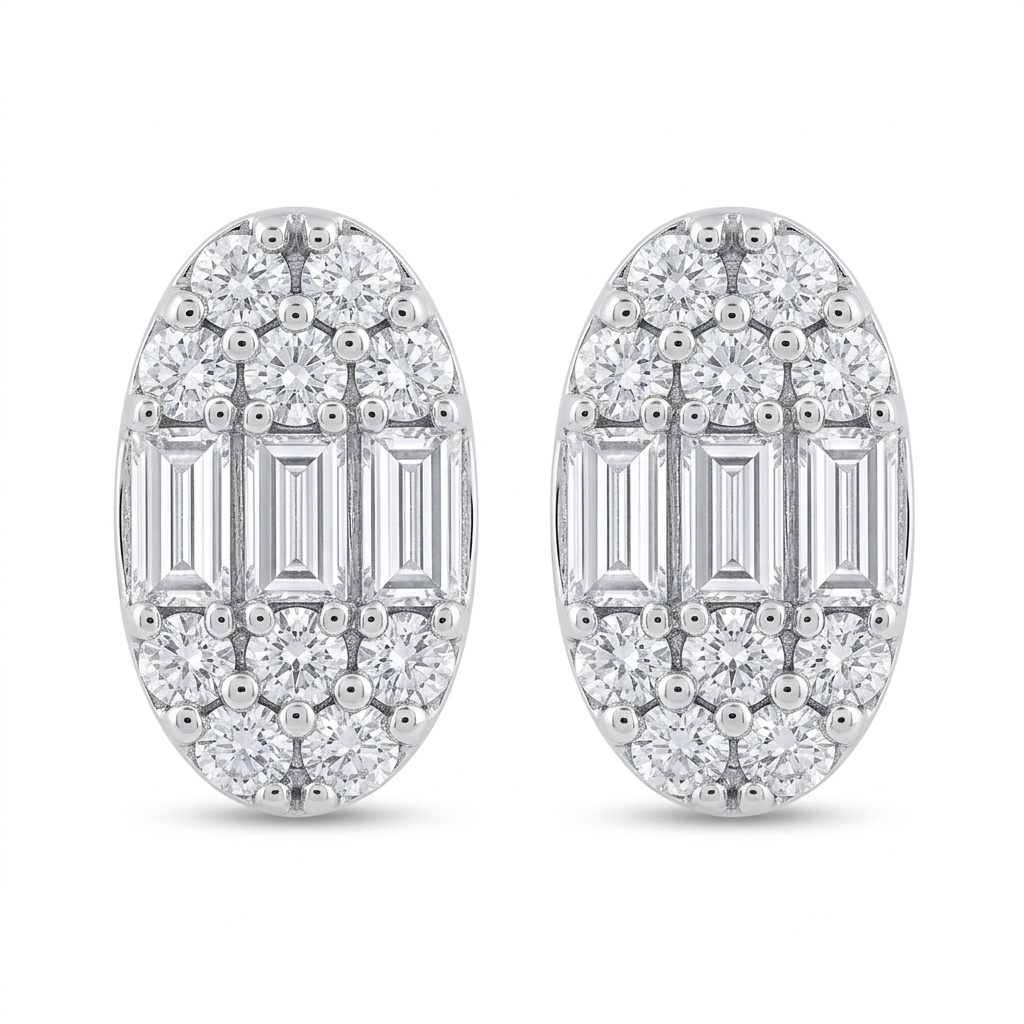 Aretes Oval de Diamantes