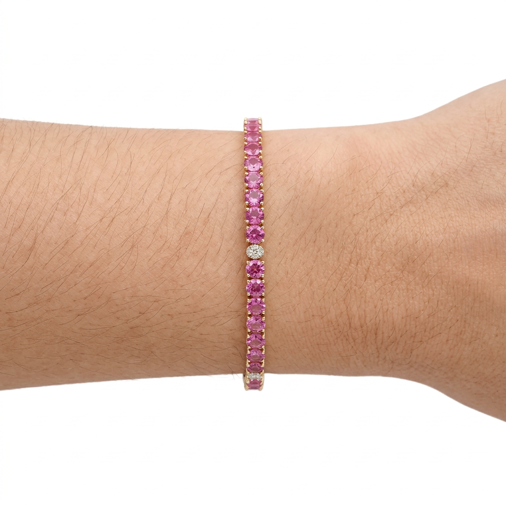 Brazalete Zafiros Rosas & Diamantes