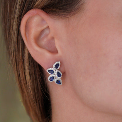 Aretes 5 Peras de Zafiro & Diamantes