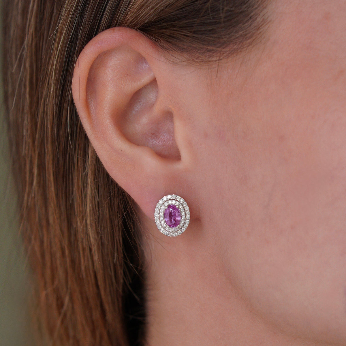 Zafiro Rosa Oval & Diamantes