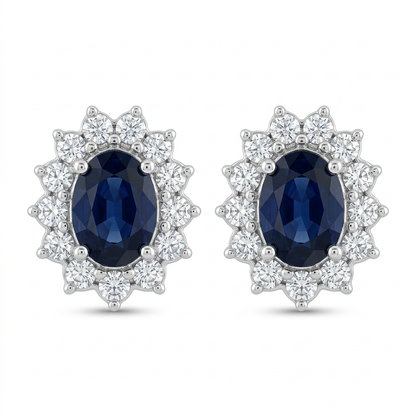 Aretes Zafiro Oval & Diamantes