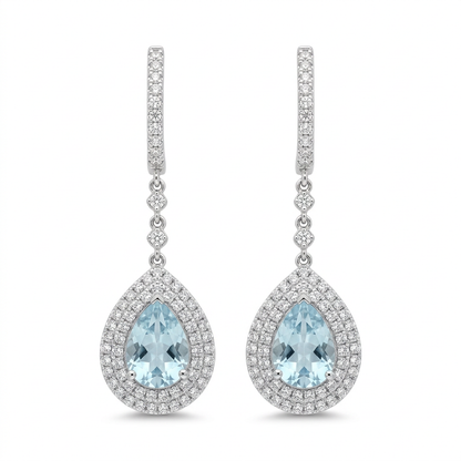 Aretes Aguamarina & Diamantes