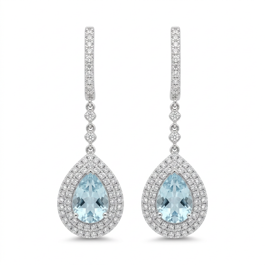 Aretes Aguamarina & Diamantes
