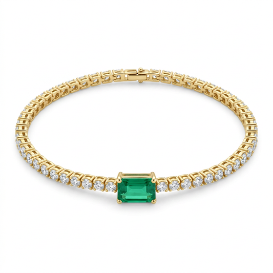 Pulsera con Esmeralda Centro & Diamantes