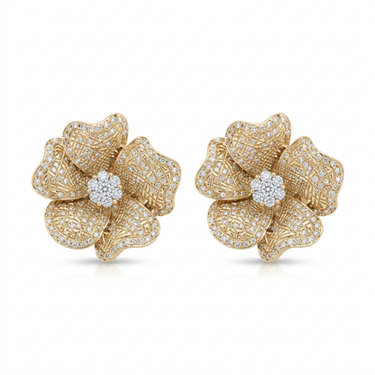 Aretes Flor con Diamantes