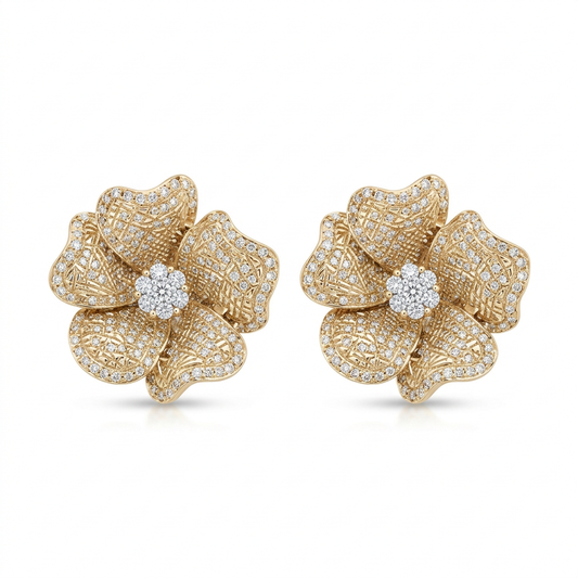 Aretes Flor con Diamantes