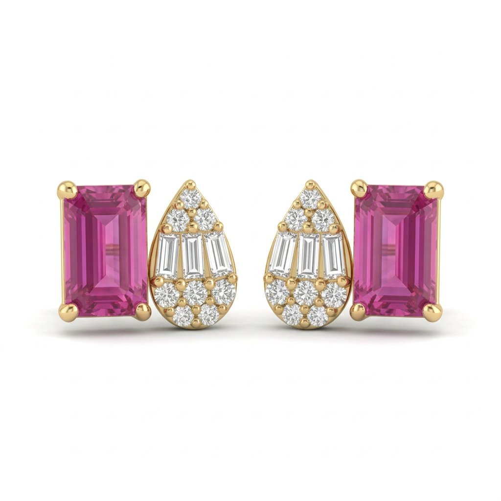 Aretes Toi et Moi Zafiro Rosa