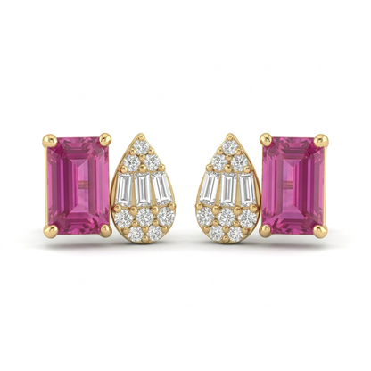 Aretes Toi et Moi Zafiro Rosa
