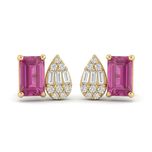 Aretes Toi et Moi Zafiro Rosa
