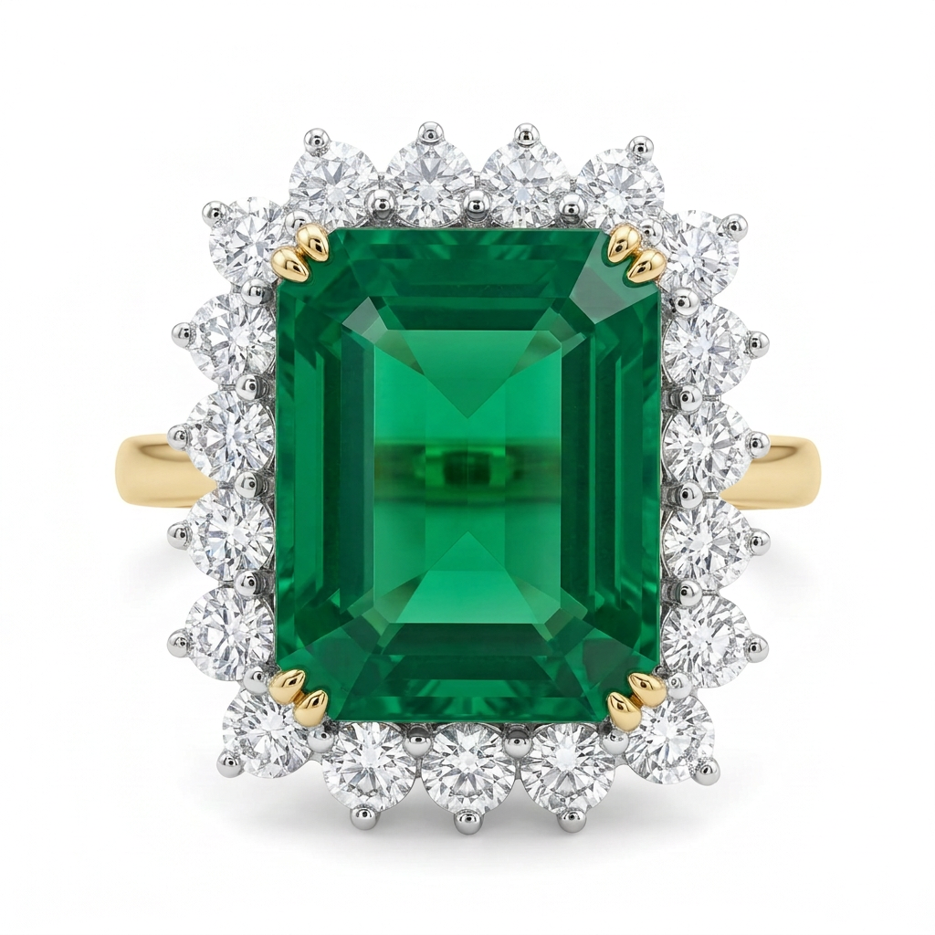 Anillo Esmeralda con Diamantes