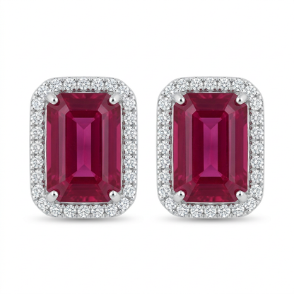 Aretes Rubí con Diamantes