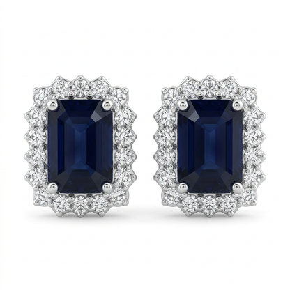 Zafiros con Halo de Diamantes