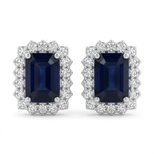 Zafiros con Halo de Diamantes