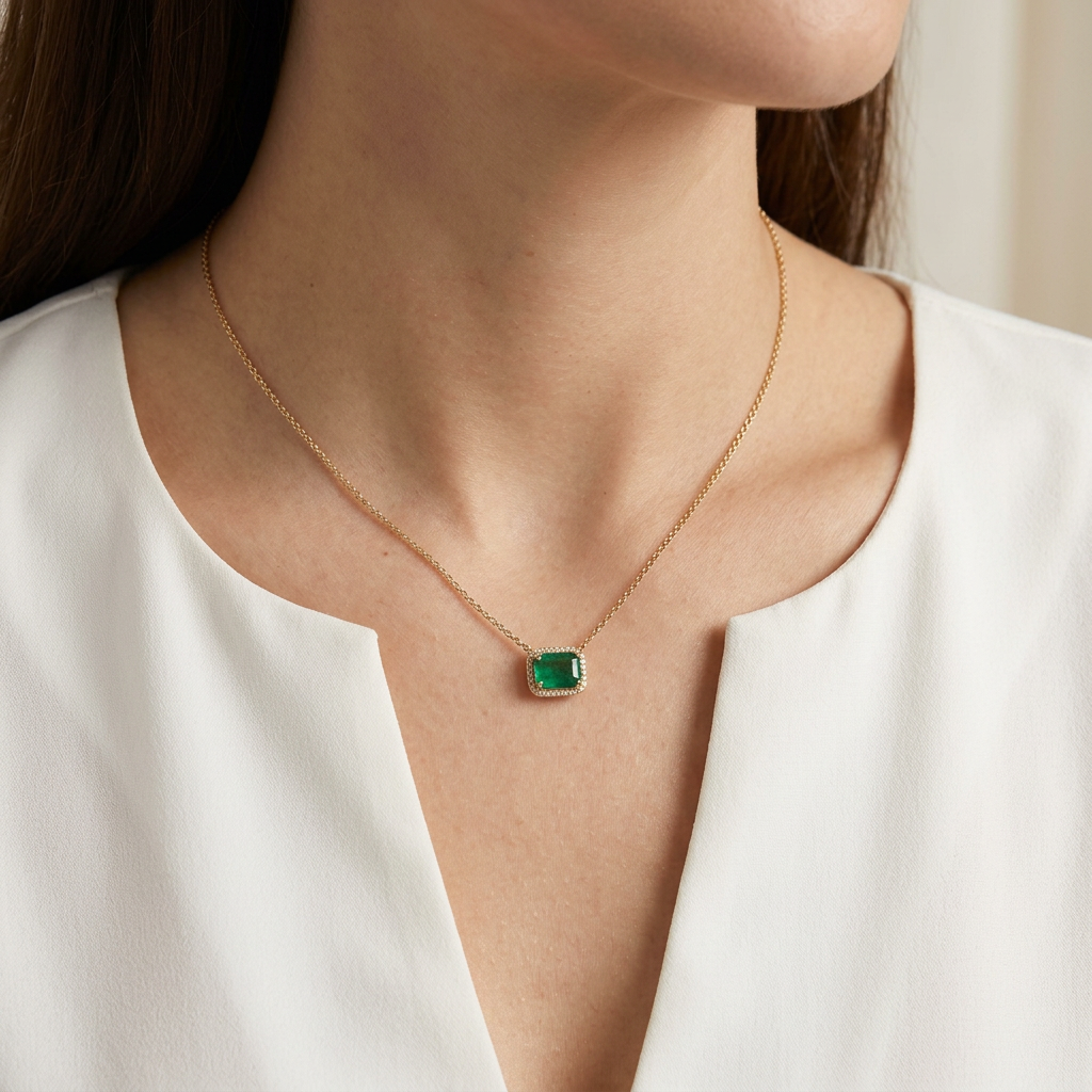 Gargantilla con Esmeralda & Diamantes
