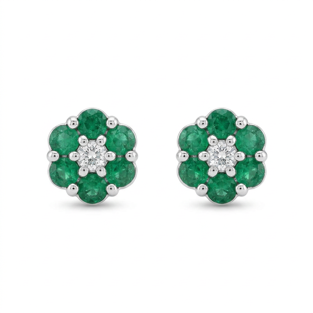 Aretes floral de Esmeraldas